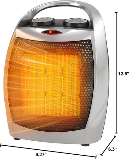 Small Space Heater, 1500W/750W Portable Electric Space Heater, PTC Fast Heating Ceramic Room Heater with Overheat & Tip-Over Protection Office Room Desk