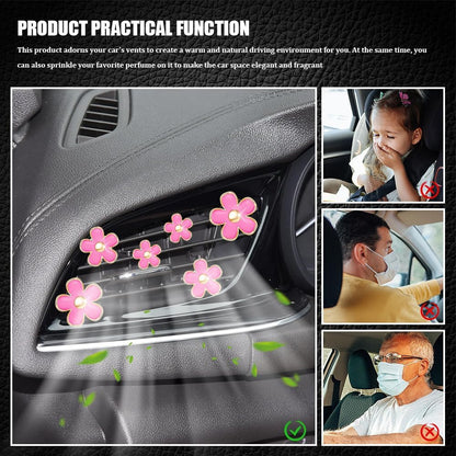 8PCS Daisy Flower Air Vent Clip Accessories, Air Conditioning Outlet Clip, Car Air Freshener Dashboard Accessories Charm, Auto Decorations Interior Universal Car Fresheners for Women
