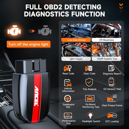 BD200 OBD2 Scanner Bluetooth - Code Reader & Check Engine Diagnostic Scan Tools+ OBD2 Scanner Extension Cable