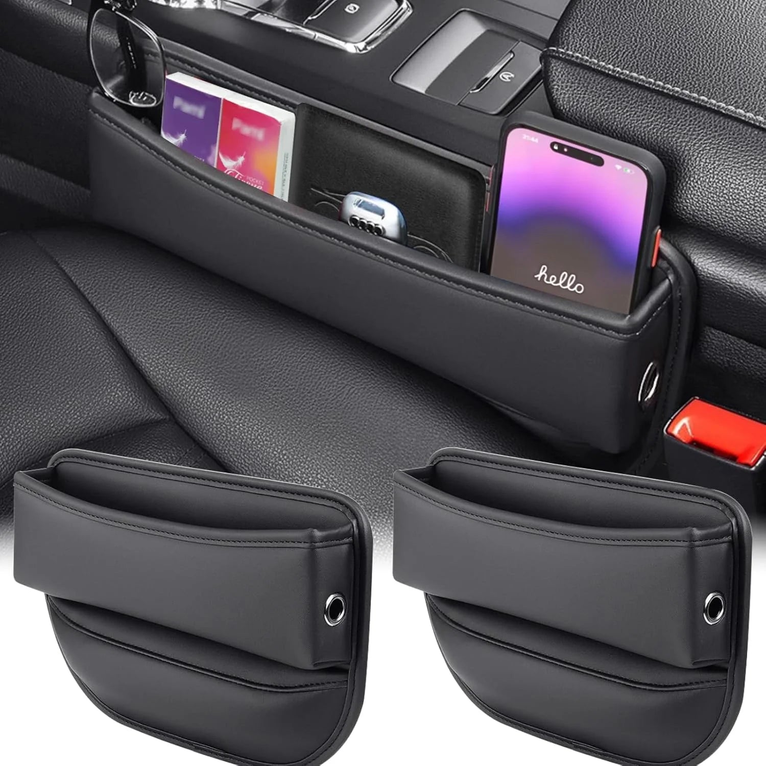 2 Pcs Car Seat Gap Filler Organizer and Storages Automotive Accessories Universal for Car SUV Truck Fill the Gap between Seat and Console Stop Things from Dropping Black