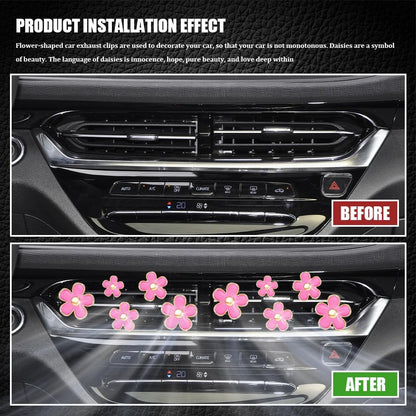 8PCS Daisy Flower Air Vent Clip Accessories, Air Conditioning Outlet Clip, Car Air Freshener Dashboard Accessories Charm, Auto Decorations Interior Universal Car Fresheners for Women