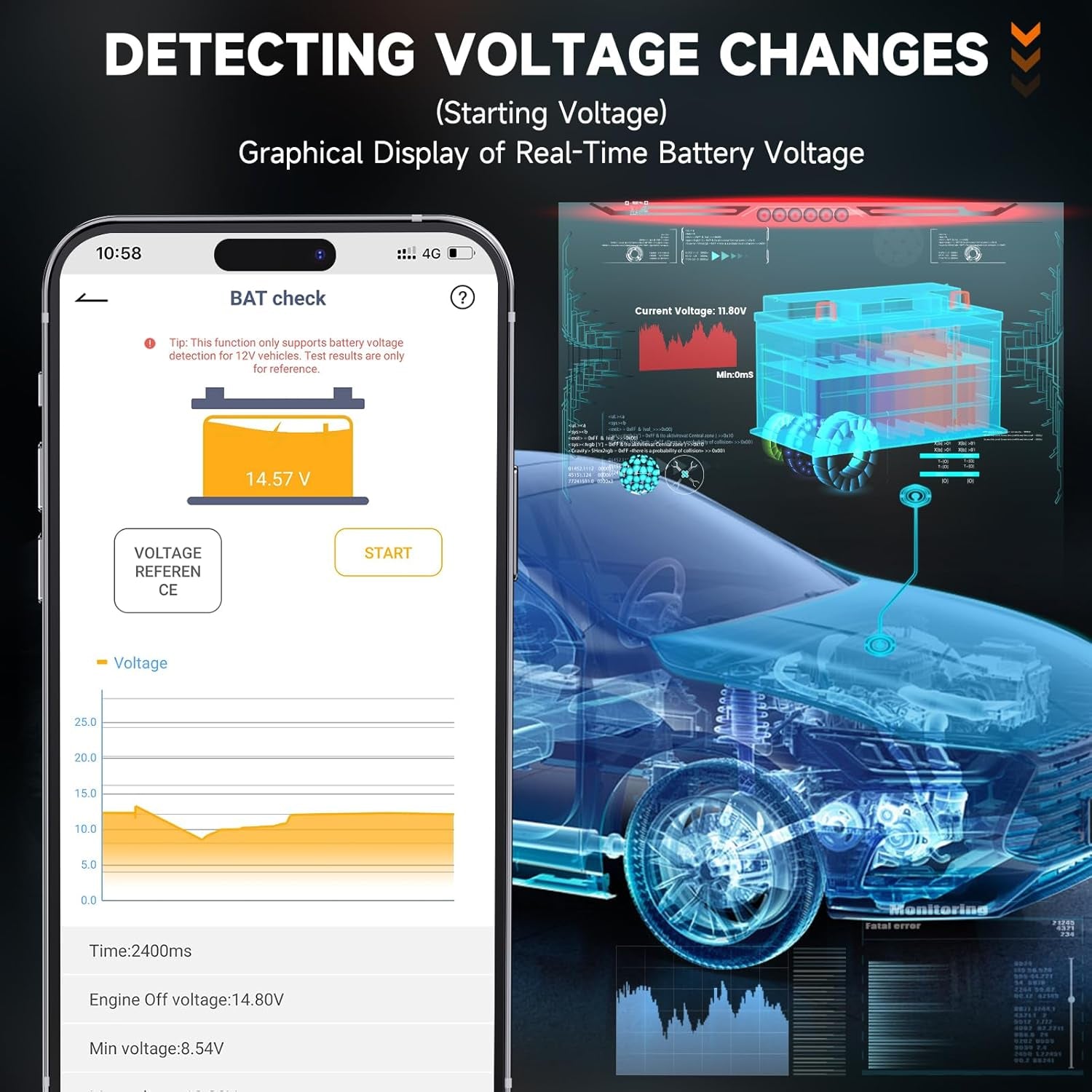BD200 OBD2 Scanner Bluetooth - Code Reader & Check Engine Diagnostic Scan Tools+ OBD2 Scanner Extension Cable