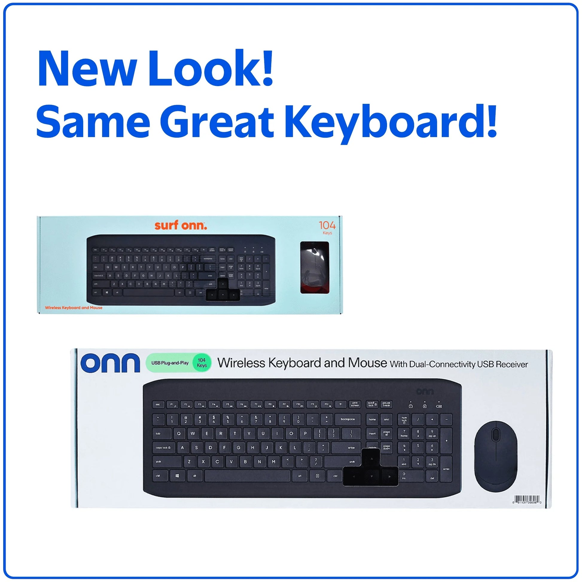 Wireless Keyboard & Mouse Combo, 104 Keys, Optical, USB Nano Receiver, Greystone