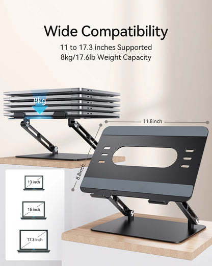 ST05 Laptop Stand Adjustable Aluminum Laptop Stand for Desk Ergonomic Computer Riser Sturdy Notebook Stand Laptop within 10-17”