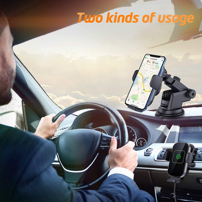 Wireless Car Charger, (New Version Automatic Arms) Auto-Clamping Fast Wireless Car Charger, Phone Holder for Car, 15W Qi Fast Chargingcompatible with Iphone 13 12 Mini 11 Pro Max,Samsung S21