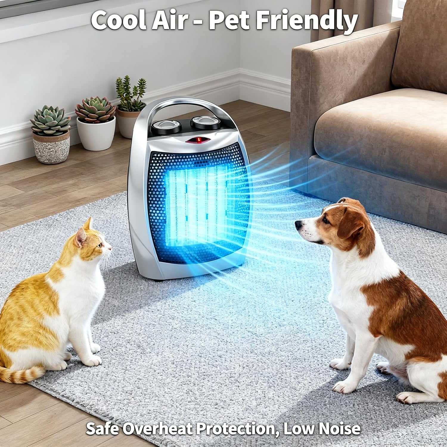 Small Space Heater, 1500W/750W Portable Electric Space Heater, PTC Fast Heating Ceramic Room Heater with Overheat & Tip-Over Protection Office Room Desk
