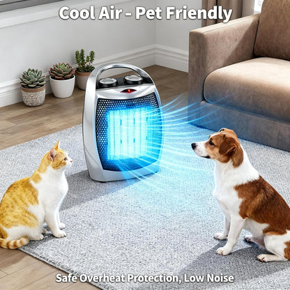 Small Space Heater, 1500W/750W Portable Electric Space Heater, PTC Fast Heating Ceramic Room Heater with Overheat & Tip-Over Protection Office Room Desk