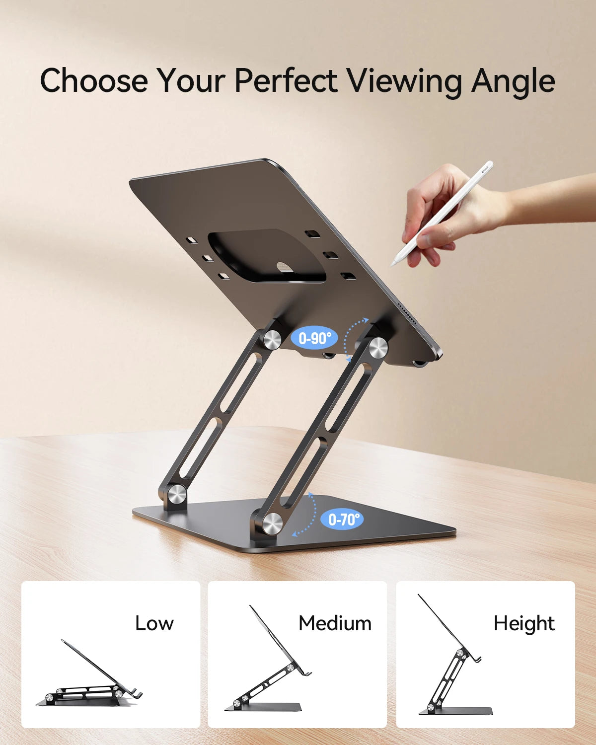 ST05 Laptop Stand Adjustable Aluminum Laptop Stand for Desk Ergonomic Computer Riser Sturdy Notebook Stand Laptop within 10-17”