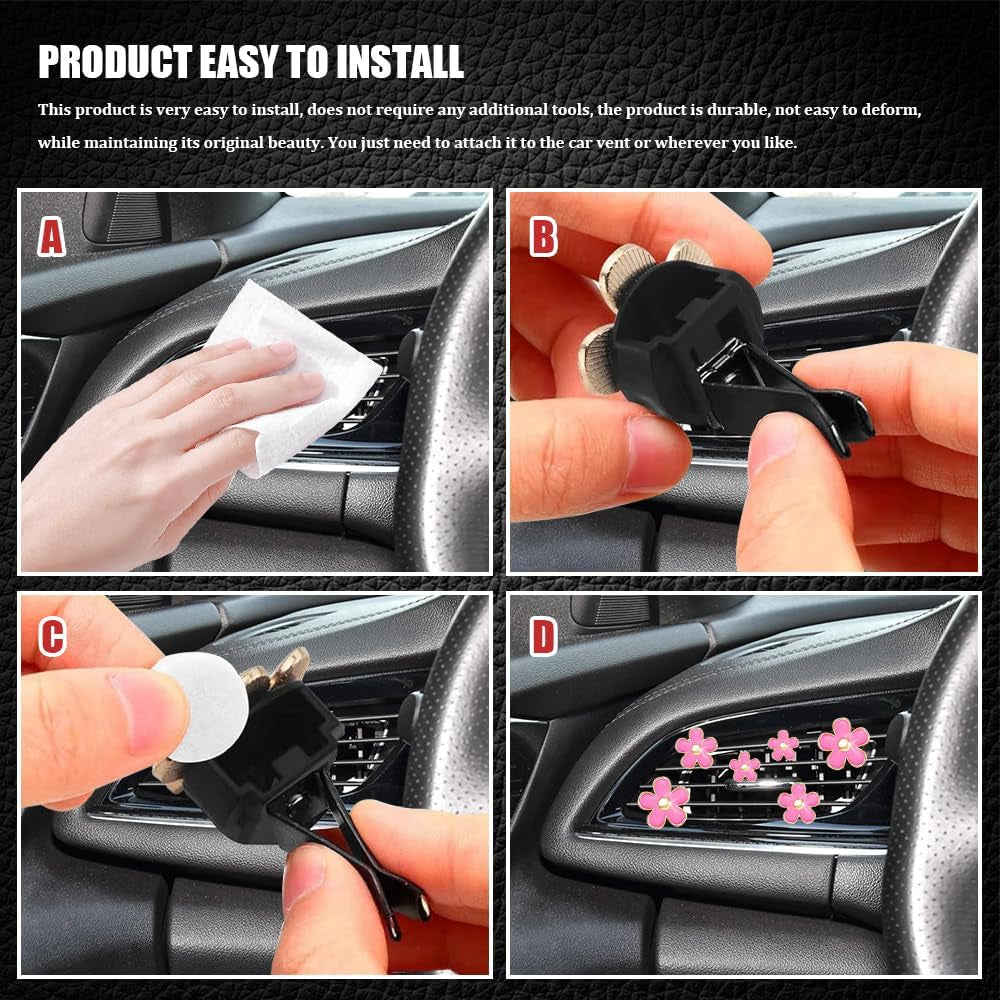 8PCS Daisy Flower Air Vent Clip Accessories, Air Conditioning Outlet Clip, Car Air Freshener Dashboard Accessories Charm, Auto Decorations Interior Universal Car Fresheners for Women