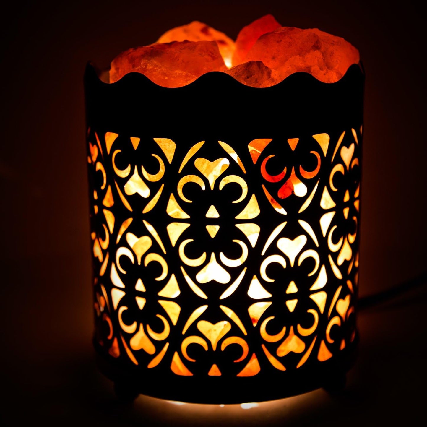 Himalayan Pink Salt Lamp Basket & Dimmer Cord Bulb