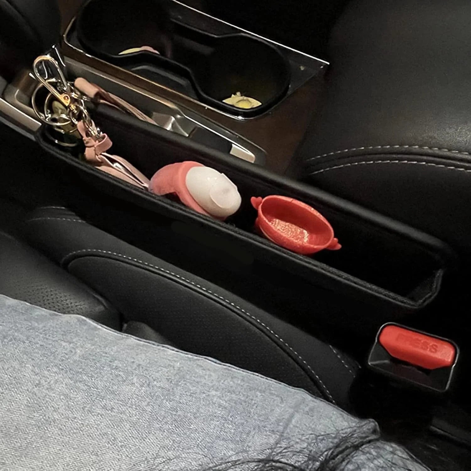 2 Pcs Car Seat Gap Filler Organizer and Storages Automotive Accessories Universal for Car SUV Truck Fill the Gap between Seat and Console Stop Things from Dropping Black