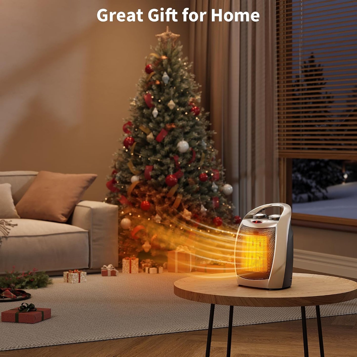 Small Space Heater, 1500W/750W Portable Electric Space Heater, PTC Fast Heating Ceramic Room Heater with Overheat & Tip-Over Protection Office Room Desk