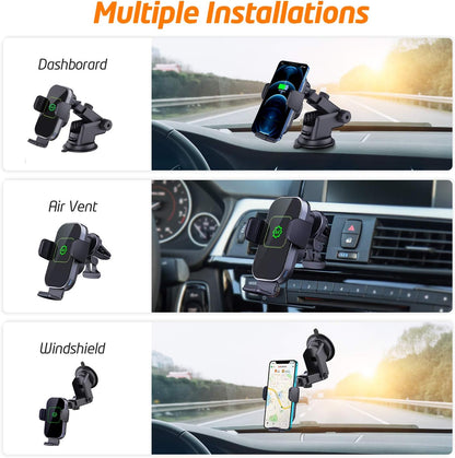 Wireless Car Charger, (New Version Automatic Arms) Auto-Clamping Fast Wireless Car Charger, Phone Holder for Car, 15W Qi Fast Chargingcompatible with Iphone 13 12 Mini 11 Pro Max,Samsung S21