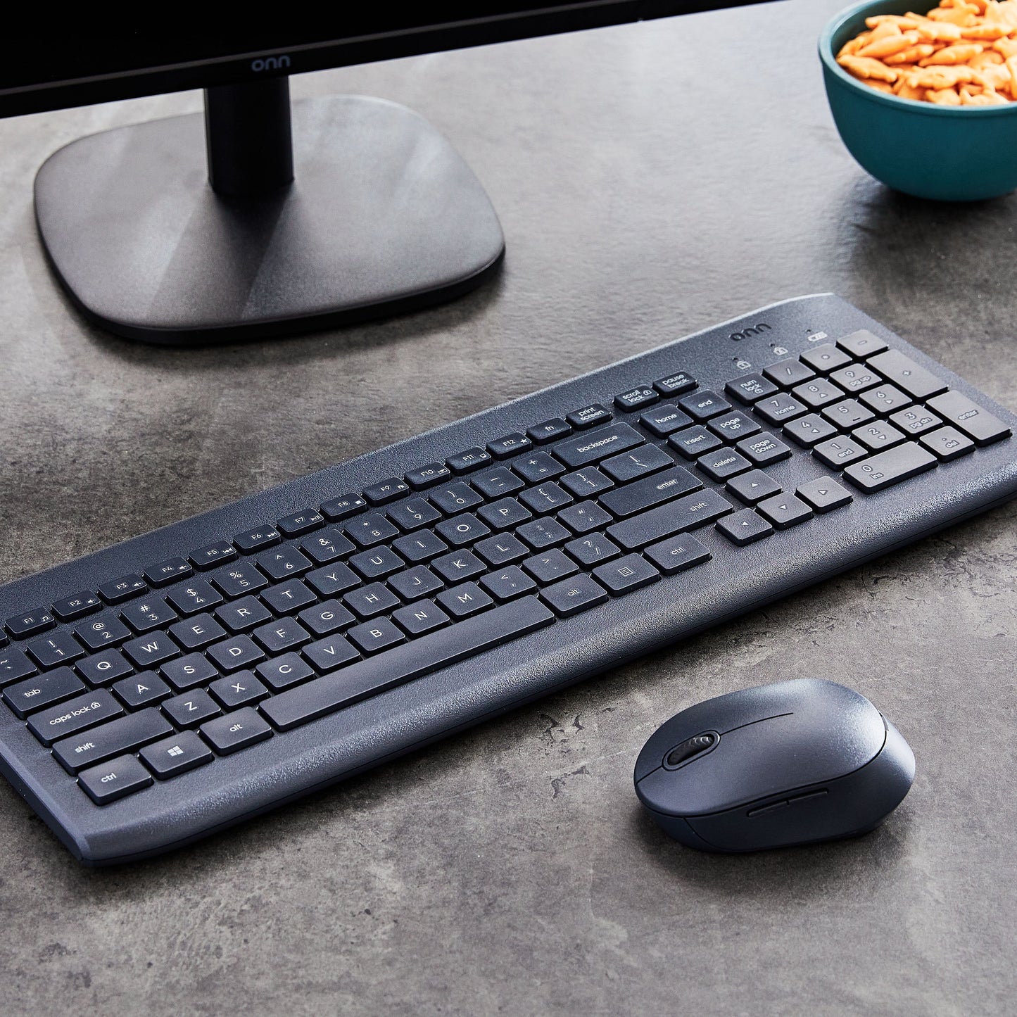 Wireless Keyboard & Mouse Combo, 104 Keys, Optical, USB Nano Receiver, Greystone