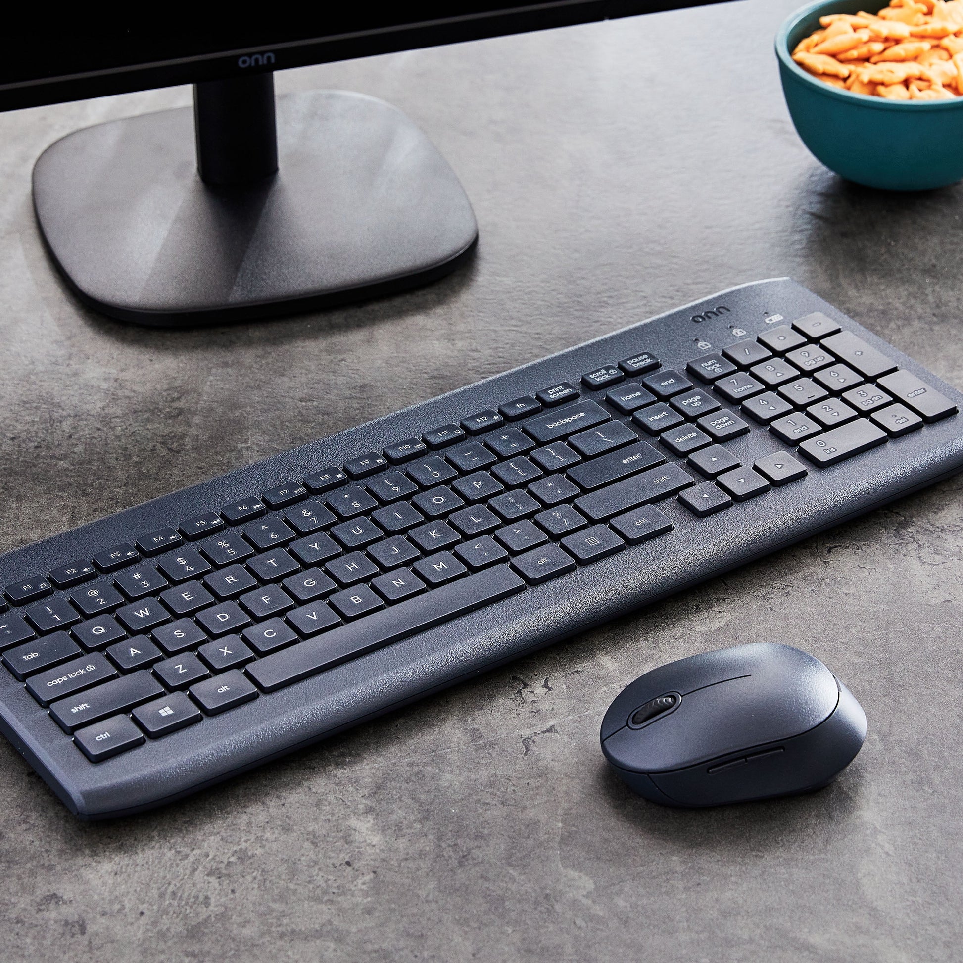 Wireless Keyboard & Mouse Combo, 104 Keys, Optical, USB Nano Receiver, Greystone