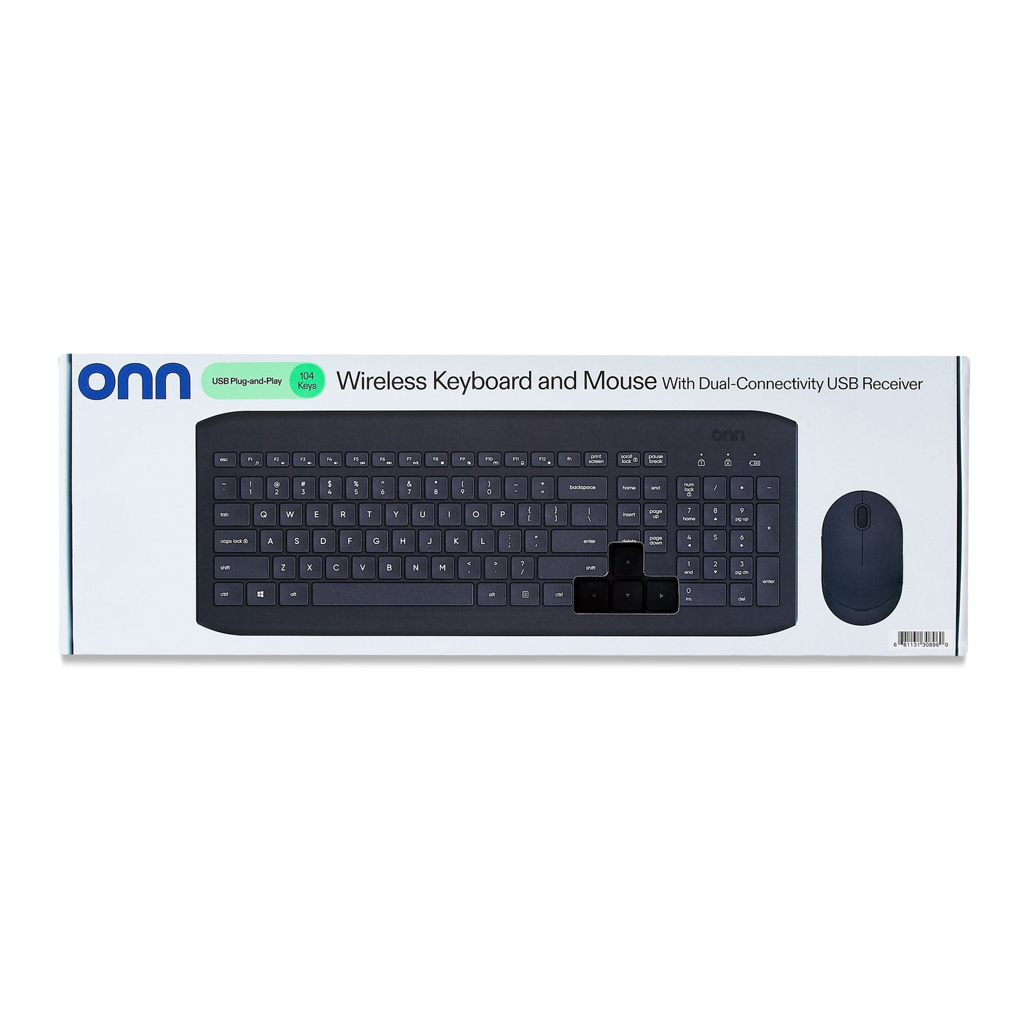 Wireless Keyboard & Mouse Combo, 104 Keys, Optical, USB Nano Receiver, Greystone