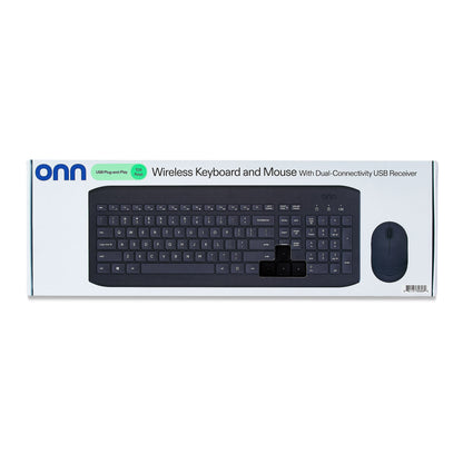 Wireless Keyboard & Mouse Combo, 104 Keys, Optical, USB Nano Receiver, Greystone