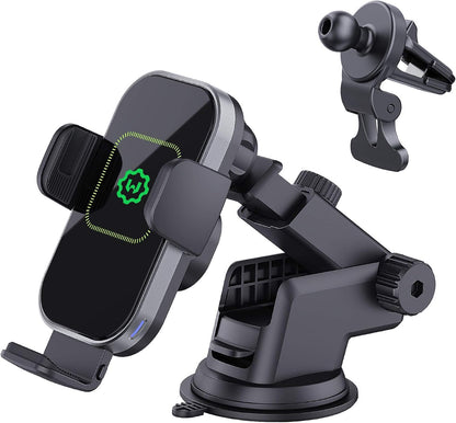 Wireless Car Charger, (New Version Automatic Arms) Auto-Clamping Fast Wireless Car Charger, Phone Holder for Car, 15W Qi Fast Chargingcompatible with Iphone 13 12 Mini 11 Pro Max,Samsung S21
