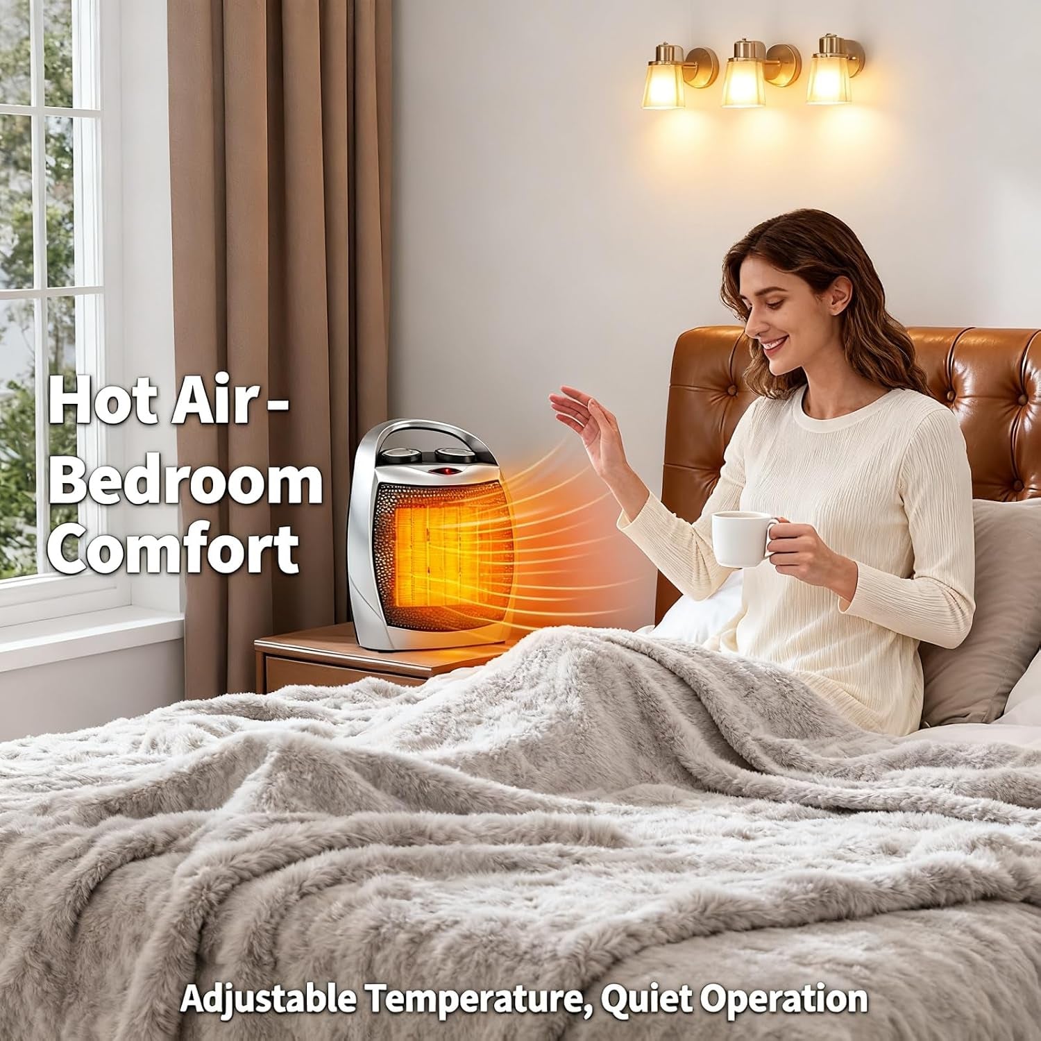 Small Space Heater, 1500W/750W Portable Electric Space Heater, PTC Fast Heating Ceramic Room Heater with Overheat & Tip-Over Protection Office Room Desk