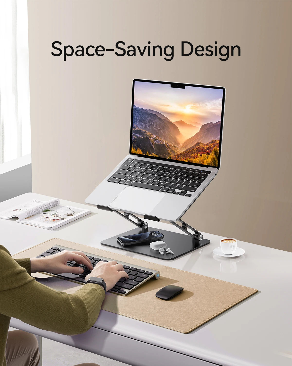 ST05 Laptop Stand Adjustable Aluminum Laptop Stand for Desk Ergonomic Computer Riser Sturdy Notebook Stand Laptop within 10-17”