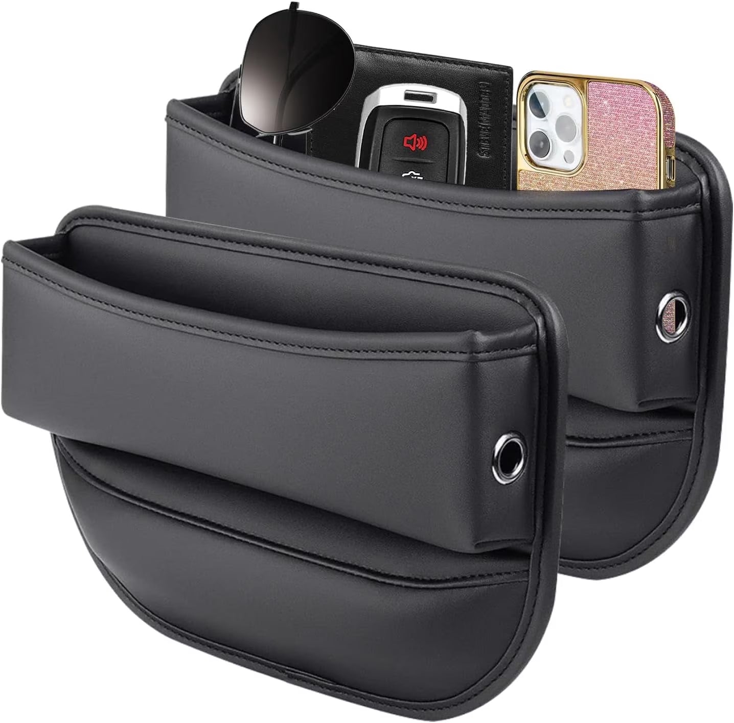 2 Pcs Car Seat Gap Filler Organizer and Storages Automotive Accessories Universal for Car SUV Truck Fill the Gap between Seat and Console Stop Things from Dropping Black