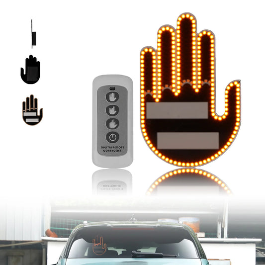 1 Set Car Finger Light with Remote Control Cool Funny Car Interior Light Finger up LED Middle Finger Hand Lamp Car Accessories